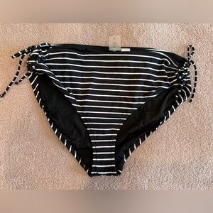 Calia Striped Black and White Bikini Bottom